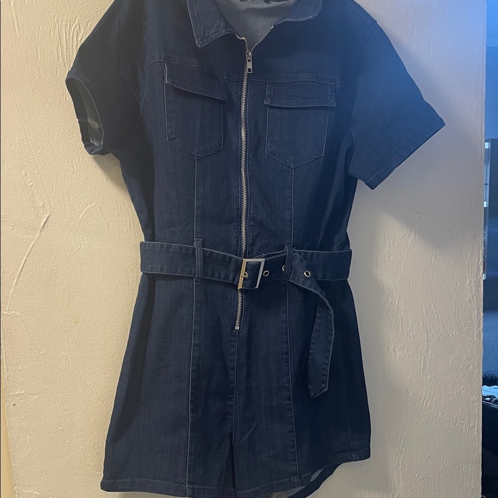 Dark Blue Denim Romper